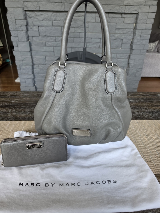 Marc By Marc Jacobs Handbags - Marc by Marc Jacobs Pebbled Leather Satchel in Gray with Wallet